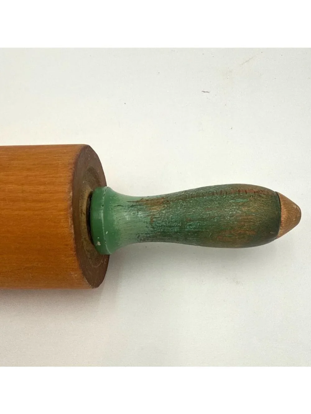 Vintage Rolling Pin with Green Handles Country